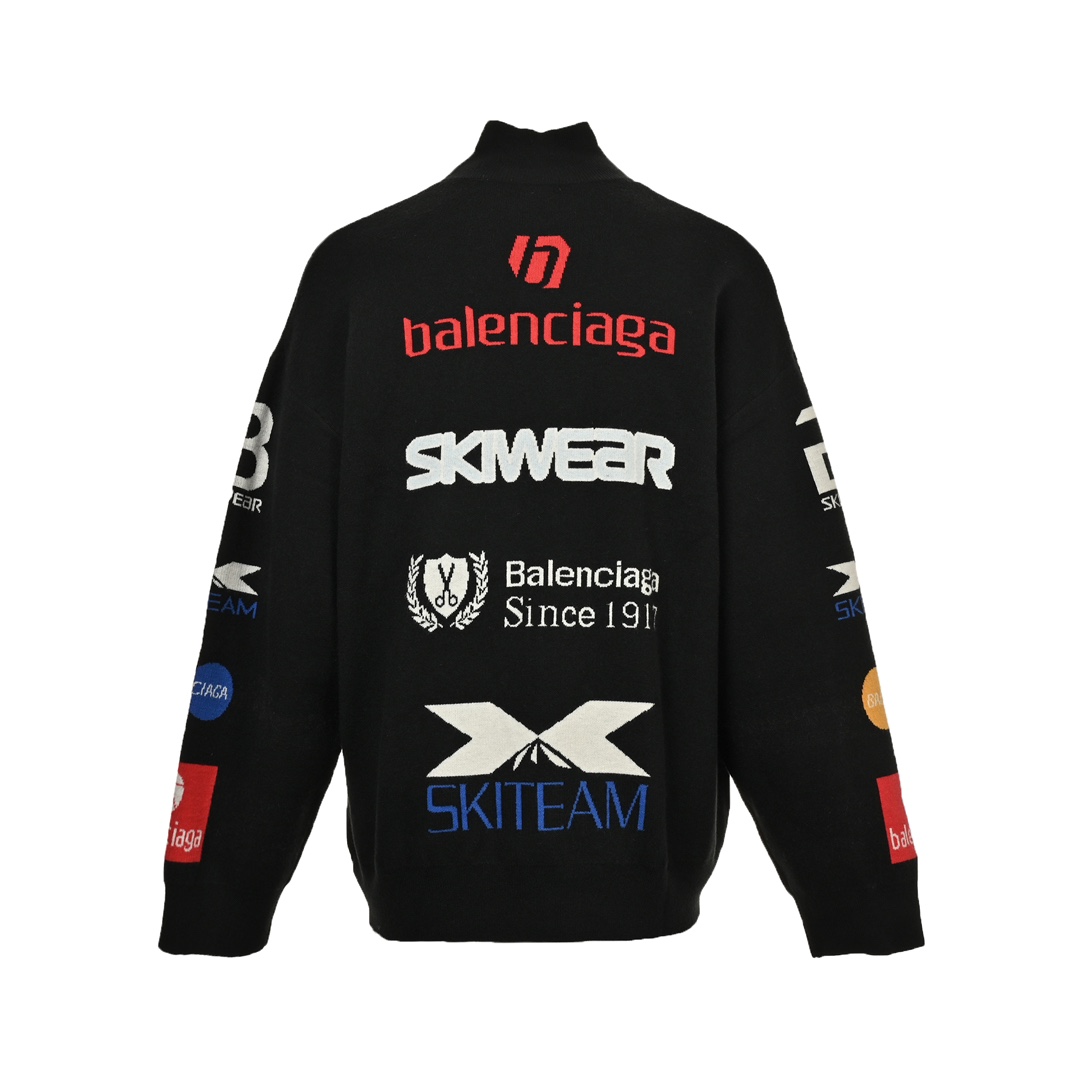 Balenciaga 24Fw Ski Collection Multi-Monograph Turtleneck Sweater
