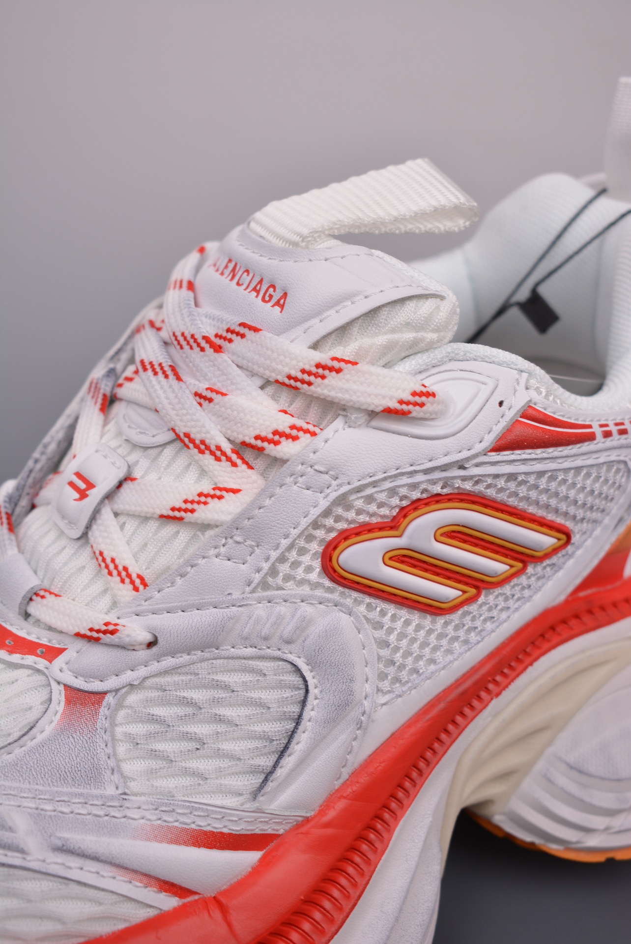 BALENCIAGA Cargo Sneaker 10XL Orange and White Distressed
