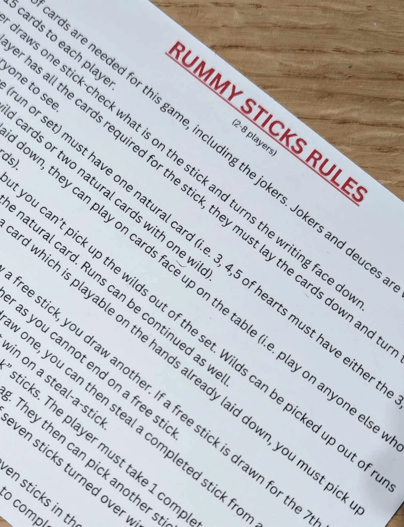 Rummy Sticks Card Game