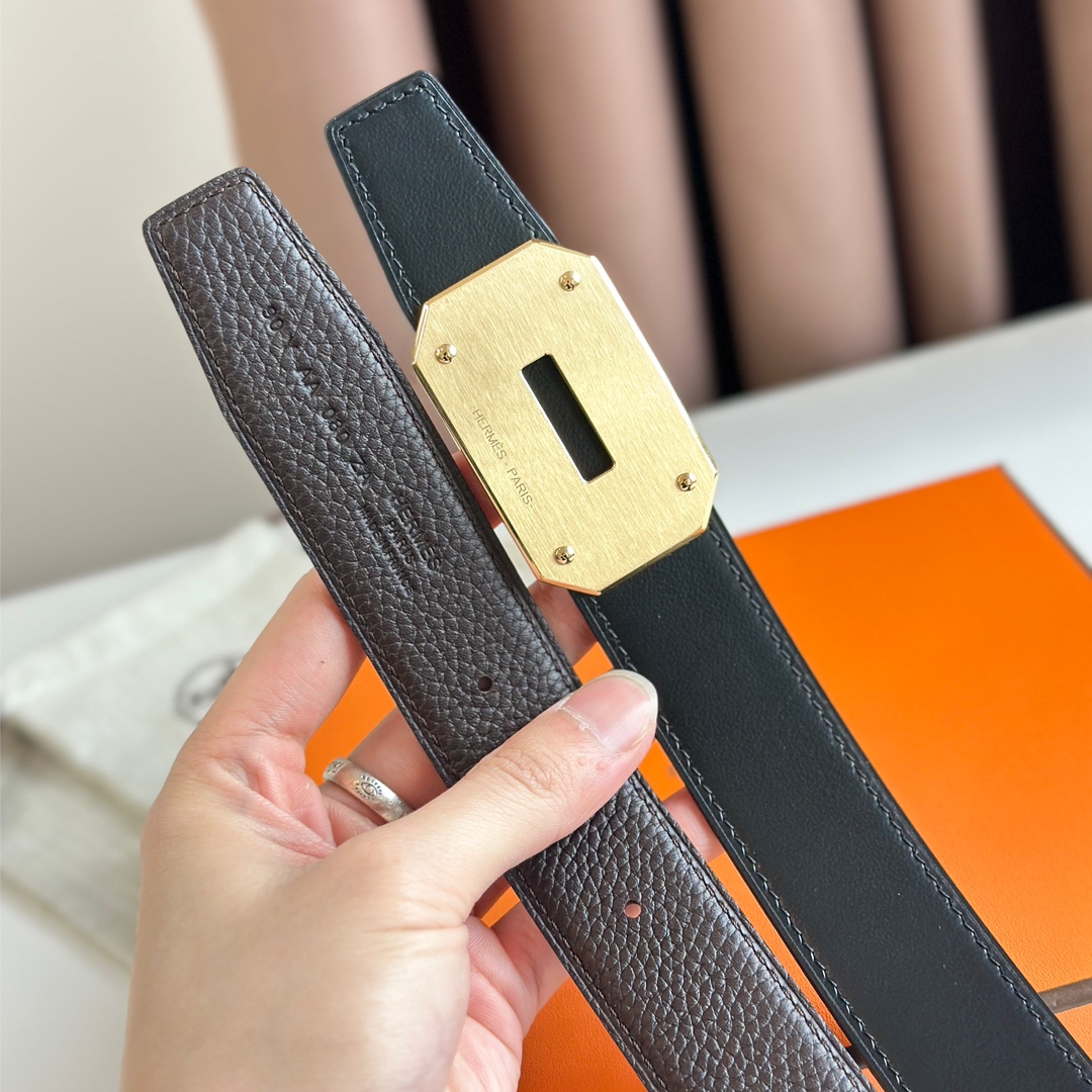 Hermès new double-faced calfskin belt width 3.2CM