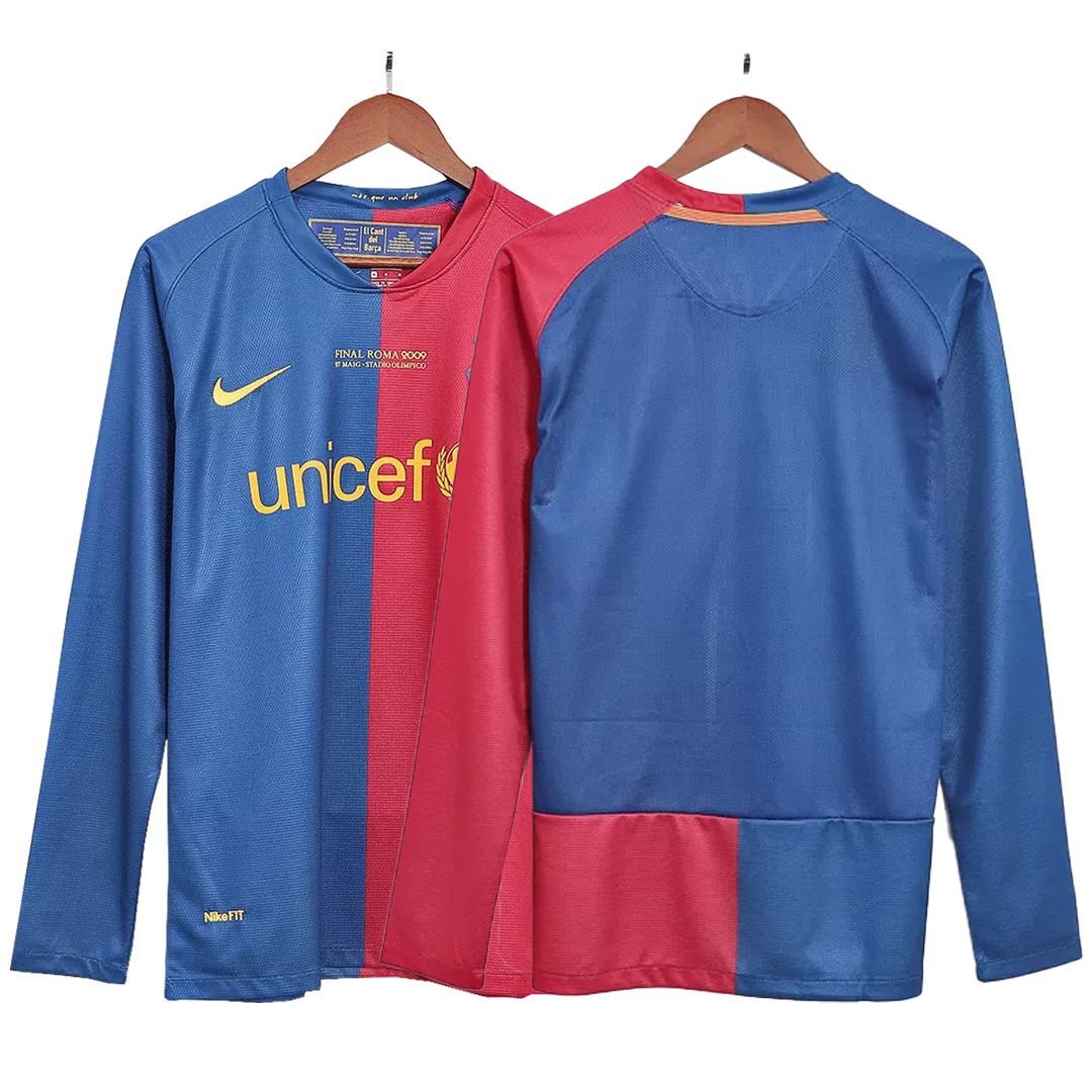 Barcelona Retro Home Long Sleeve Football Shirt 2008/09 - UCL