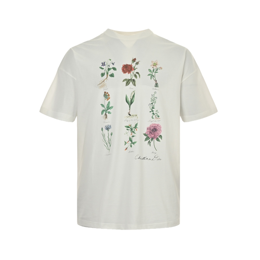 Dior 24ss floral print short sleeves
