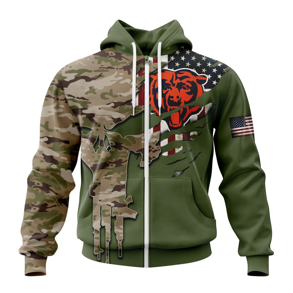 CHICAGO BEARS 3D HOODIE VETERANS DAY
