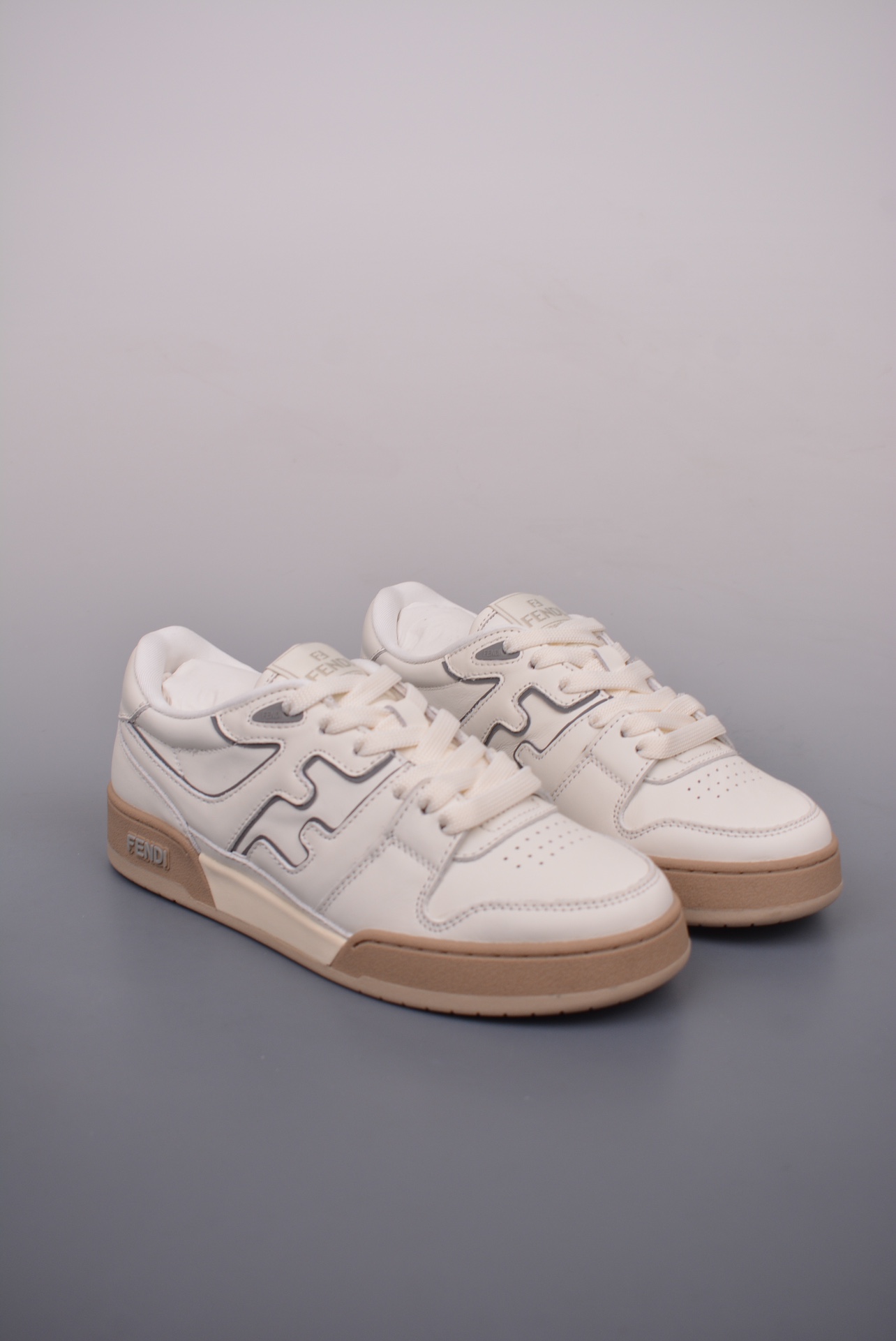 Fendi Match Sneaker Low Velcro Leather Off-White 7E1493AHH2F1FHS