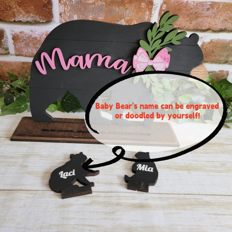 Handmade Mama Bear and Baby Bear Decorating Wooden Plaque