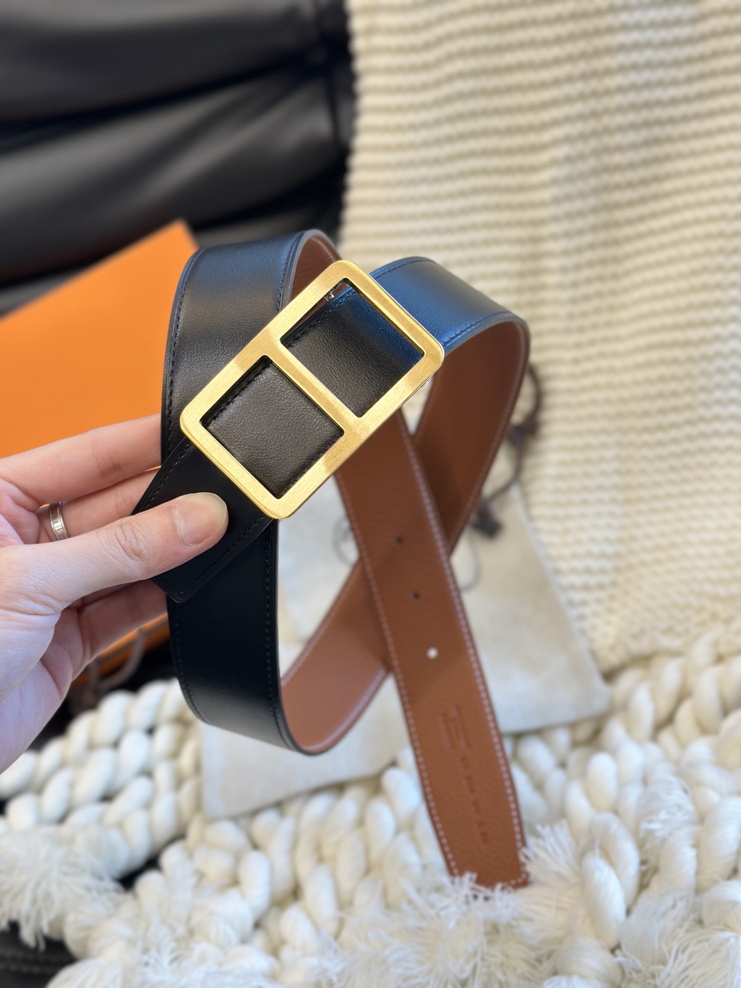 Hermès Men's Double-Faced Cowhide Belt