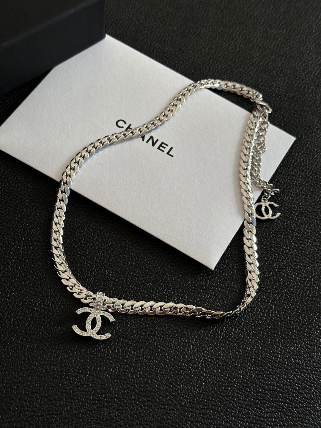 Chanel Diamond CC Flat Chain Necklace