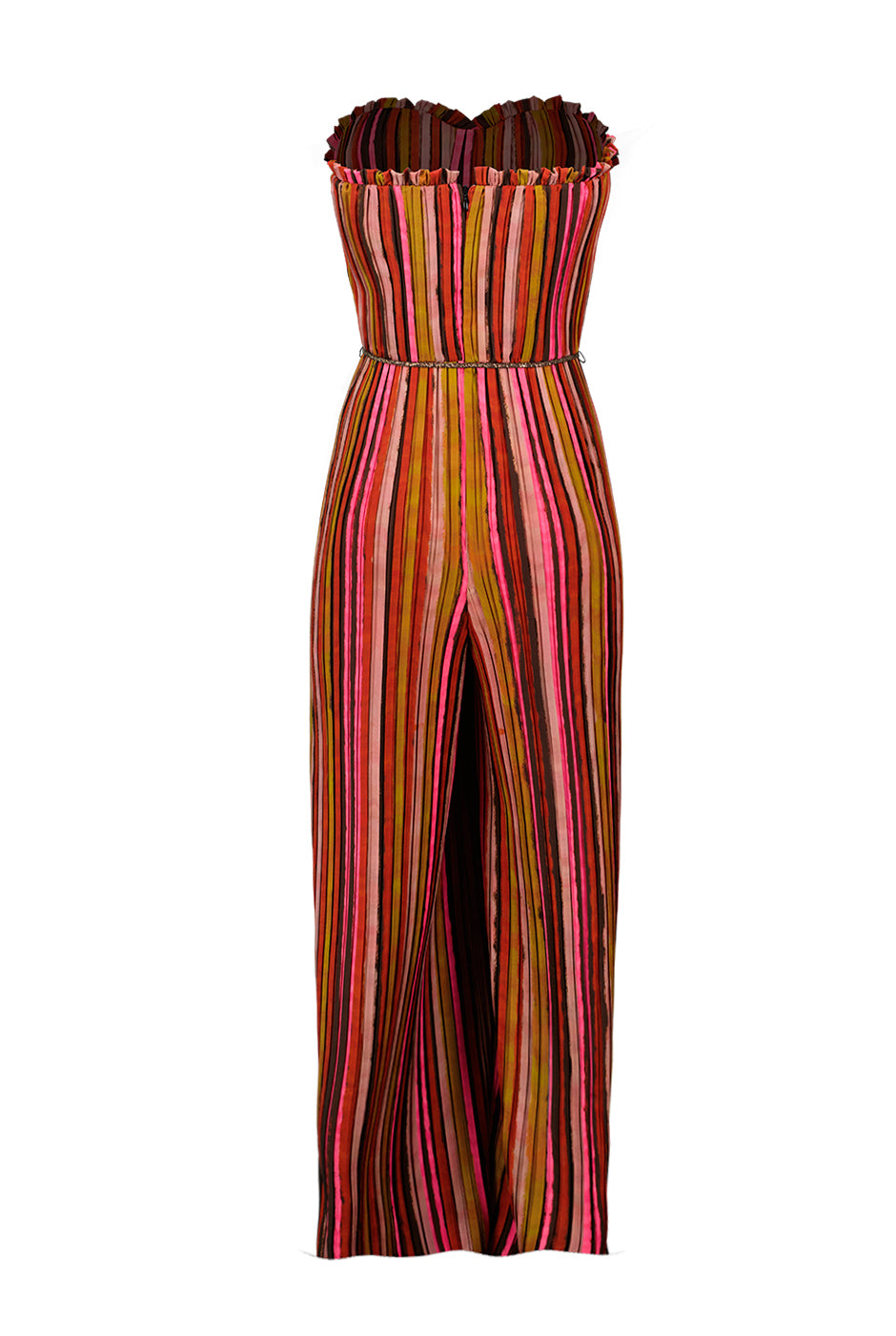 Jumpsuit strapless de pierna amplia