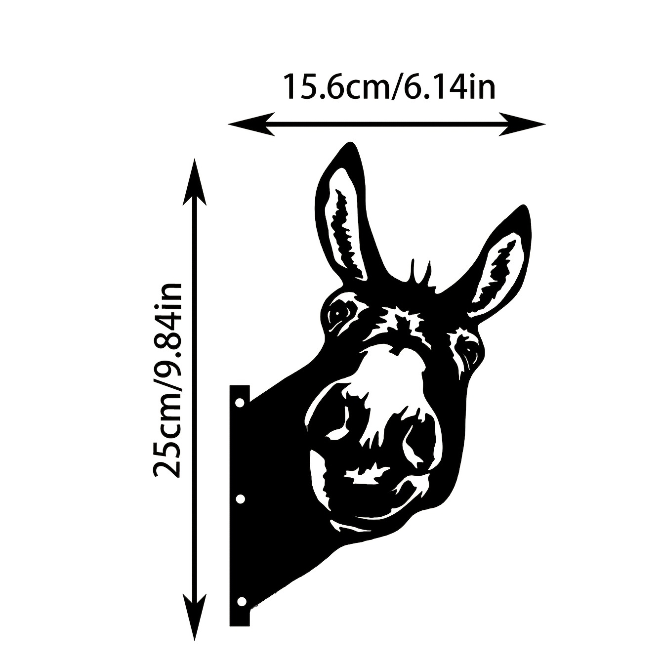 1pc Vintage Donkey Head Shape Iron Silhouette, Cute Ornament For Outdoor Garden Fence, Farm Craftwork Decor
