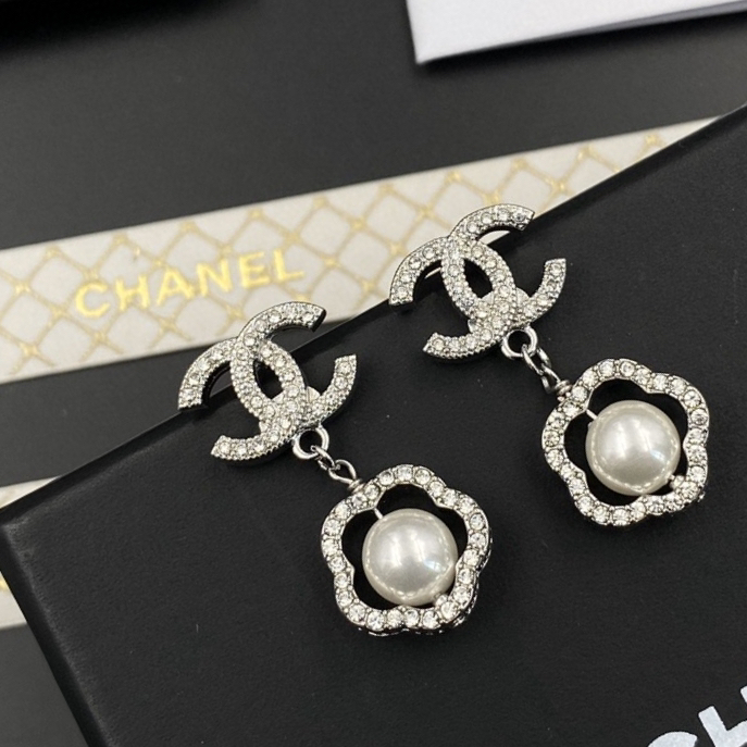 Chanel Double-Sided Camellia Pearl Earrings