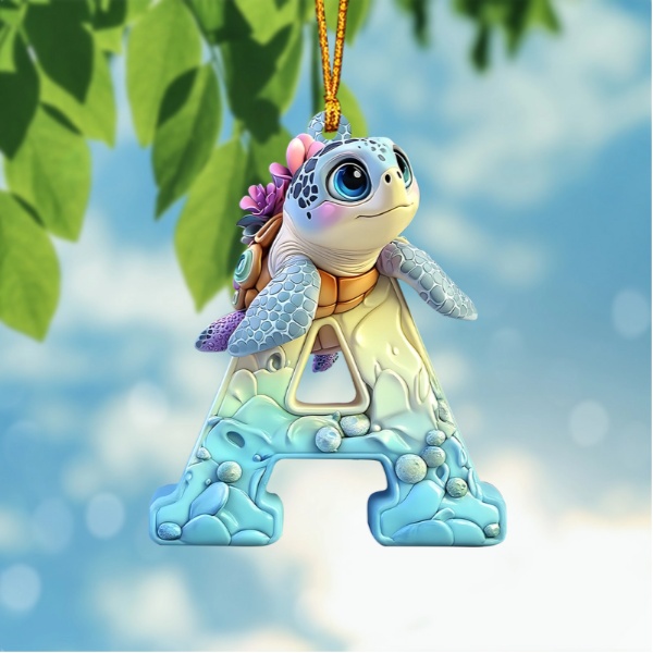 Cute Turtle Letter Shaped Ornament