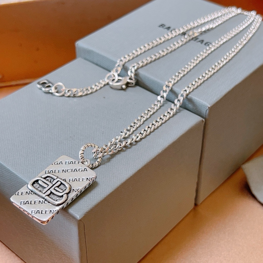 Balenciaga BB Square Chain Necklace