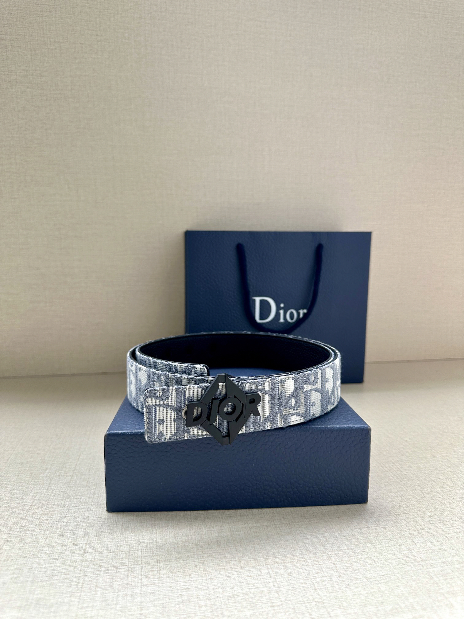 Dior square buckle leather belt 3.5CM wide