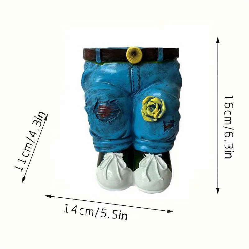 1pc Jeans Pants Shape Flower Pot Resin Statue, Succulent Pot Flower Planter For Indoor Garden Yard Lawn Porch Balcony Patio Outdoor Decor