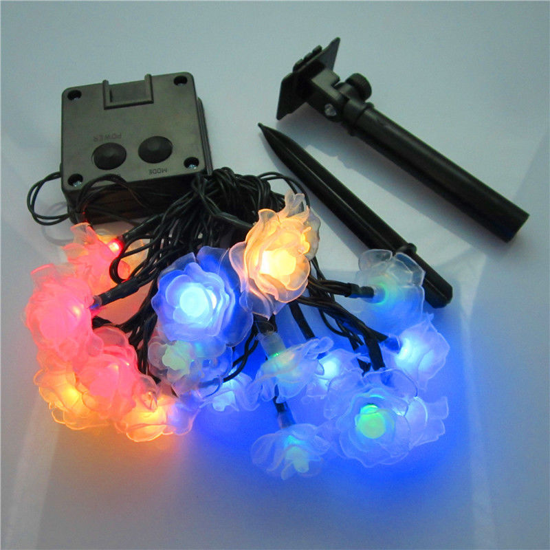 1pc, LED Outdoor Waterproof Color Lamp, Simulation Rose Flower Decorative Color Lamp, Solar Rose Lamp, String Light Spring Decoration