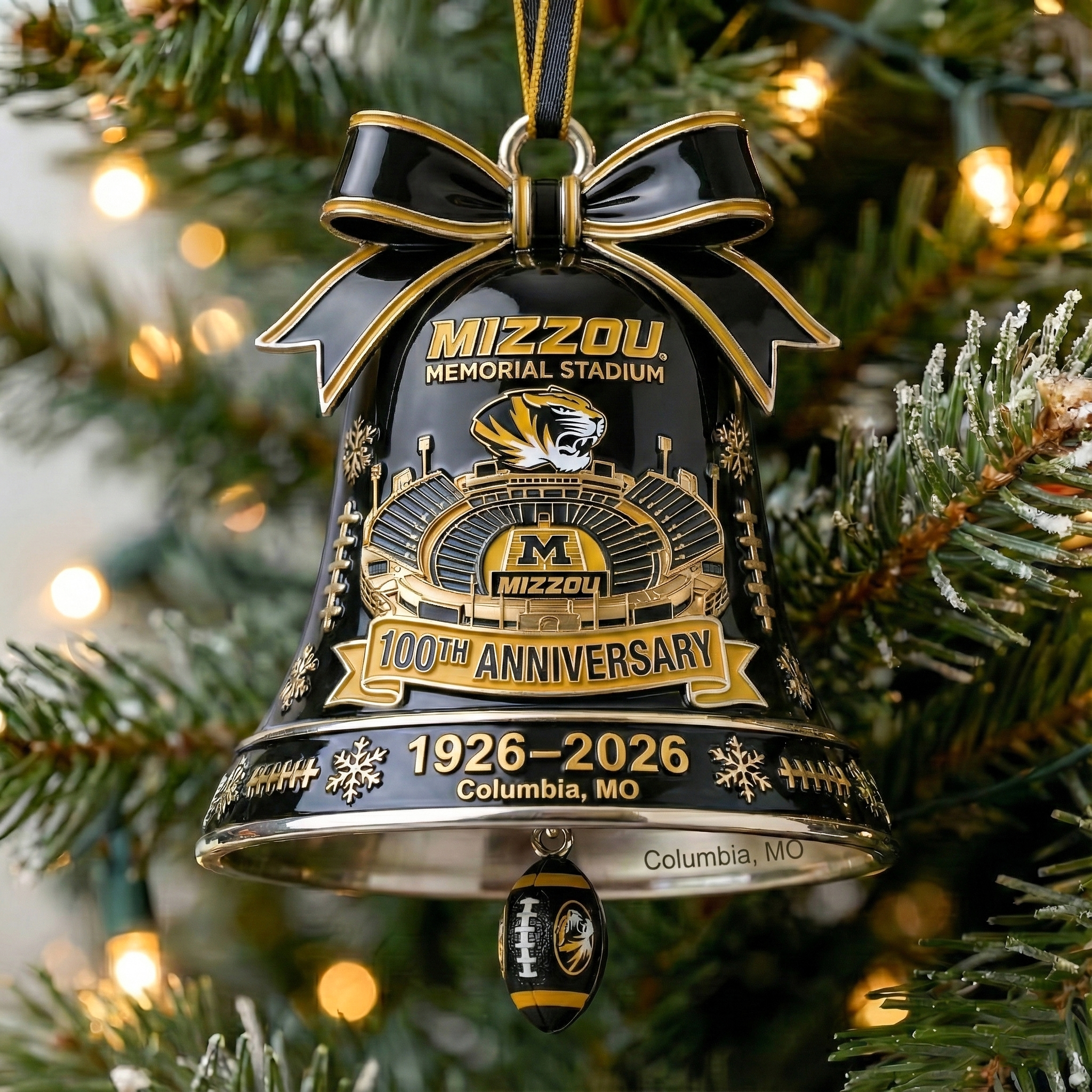 Tigers MIZZOU Memorial Stadium 100th Anniversary Bell Ornament