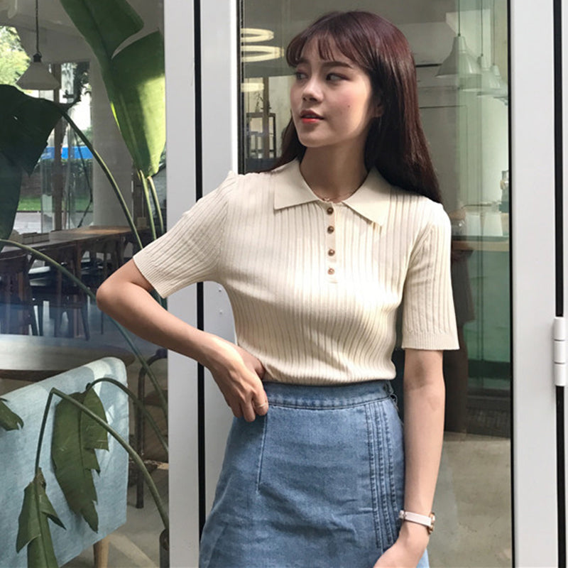 Retro Vertical Stripes Slim Lapel Shirt