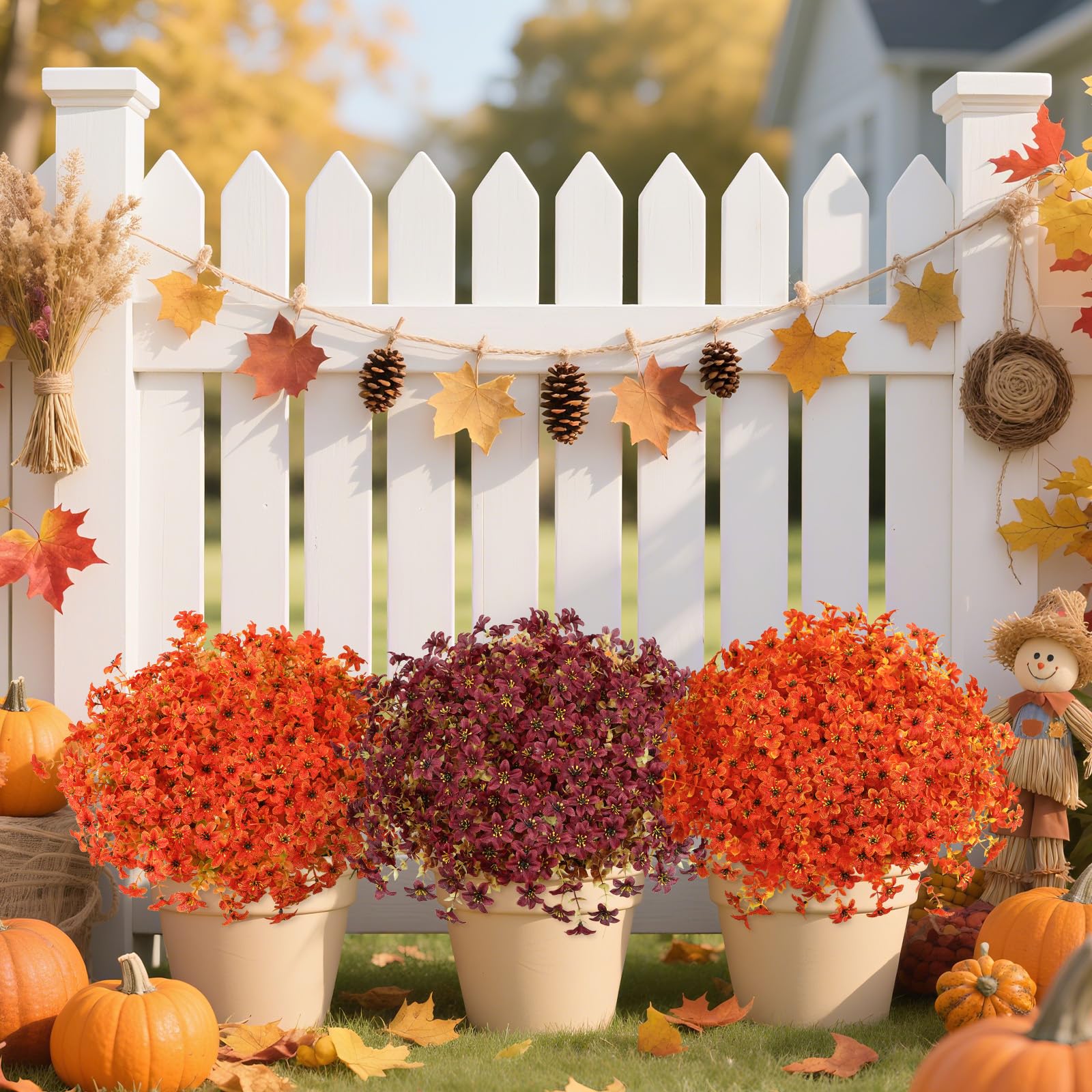 💥ON SALE💥Artificial Fall Mums Flowers for Outdoors, UV resistant, Waterproof, Windproof