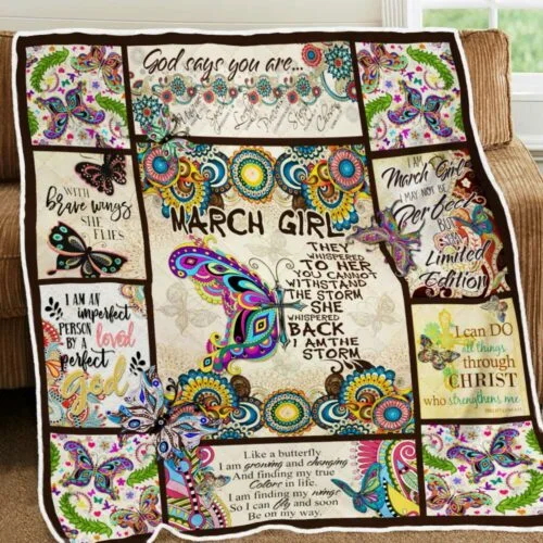 March Girl. I Am The Storm. Butterfly Quilt Blanket