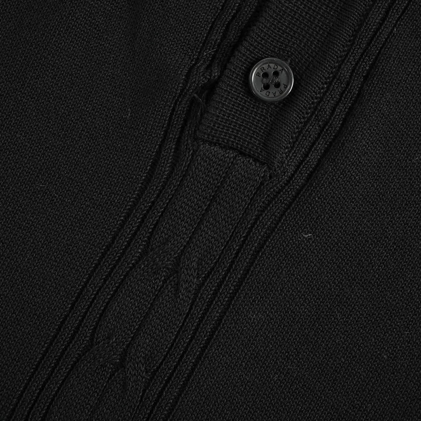 Prada 25ss Striped Cable Knit Polo Short Sleeve