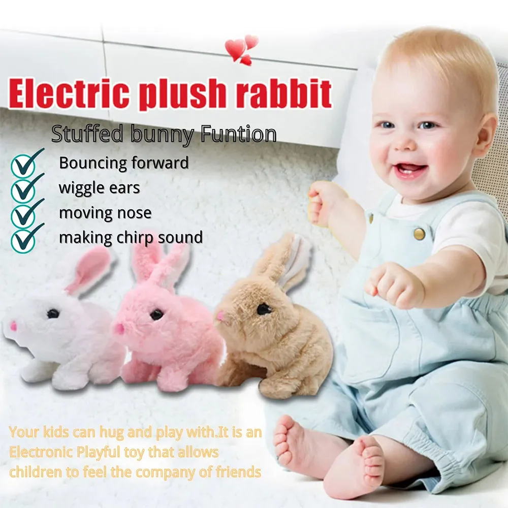 Educational Interactive Toys Bunnies Can Walk and Squeaky Easter Gift
