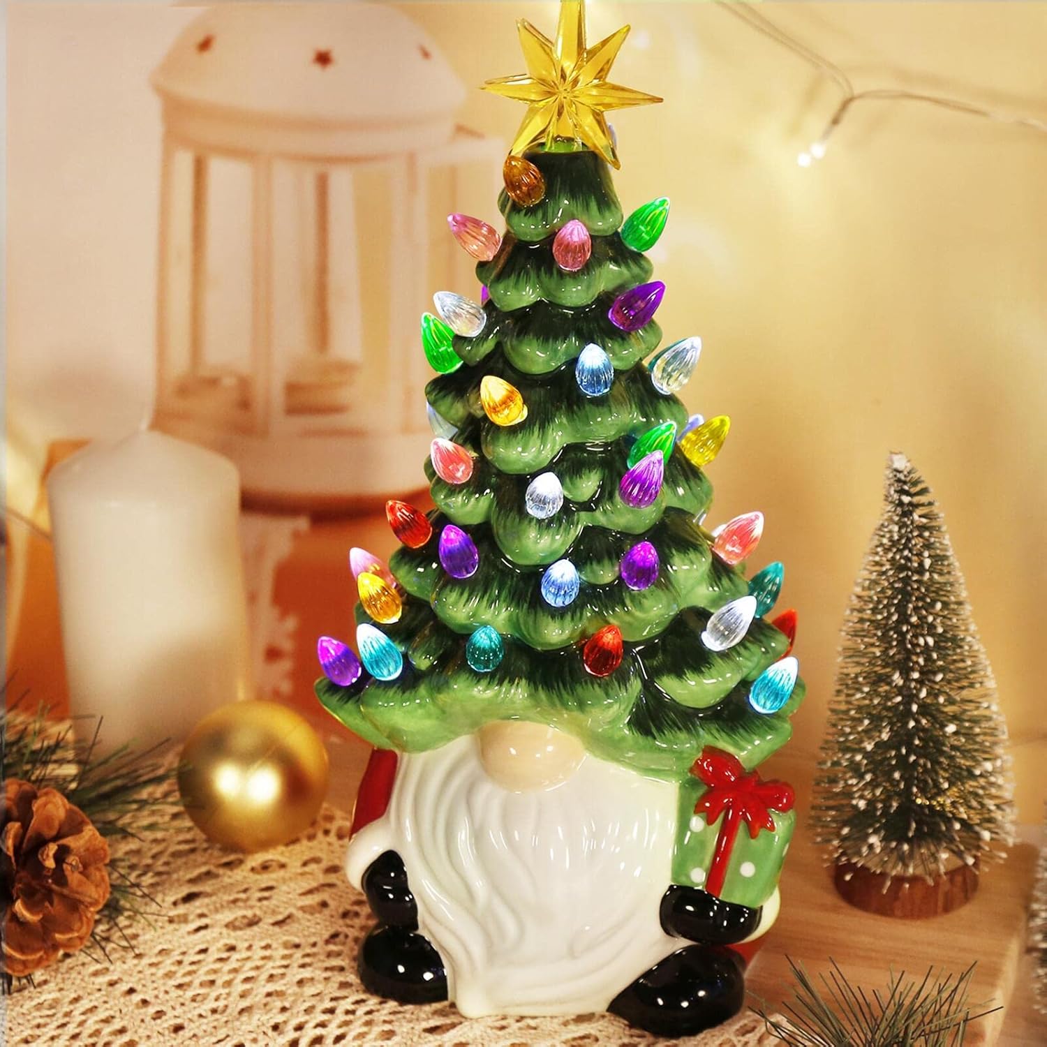🎅2024 Christmas Promos🔥Lighted Up Gnomes Ceramic Christmas Tree