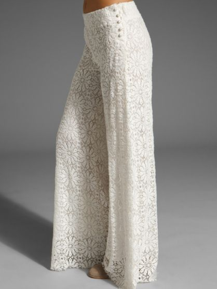 Floral Lace Flowy Wide Leg Pants