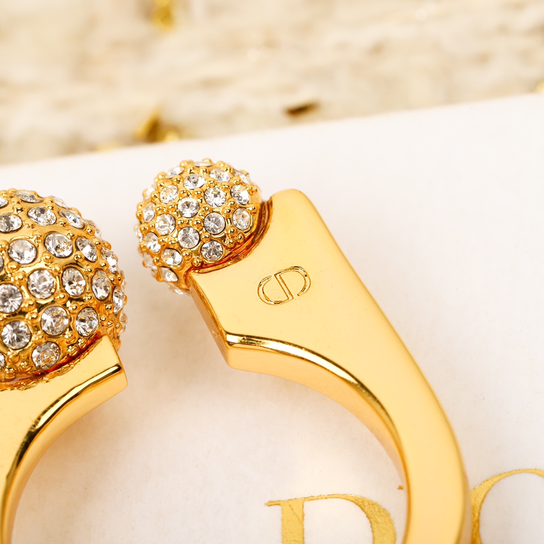 Dior large and small beads full diamond open ring