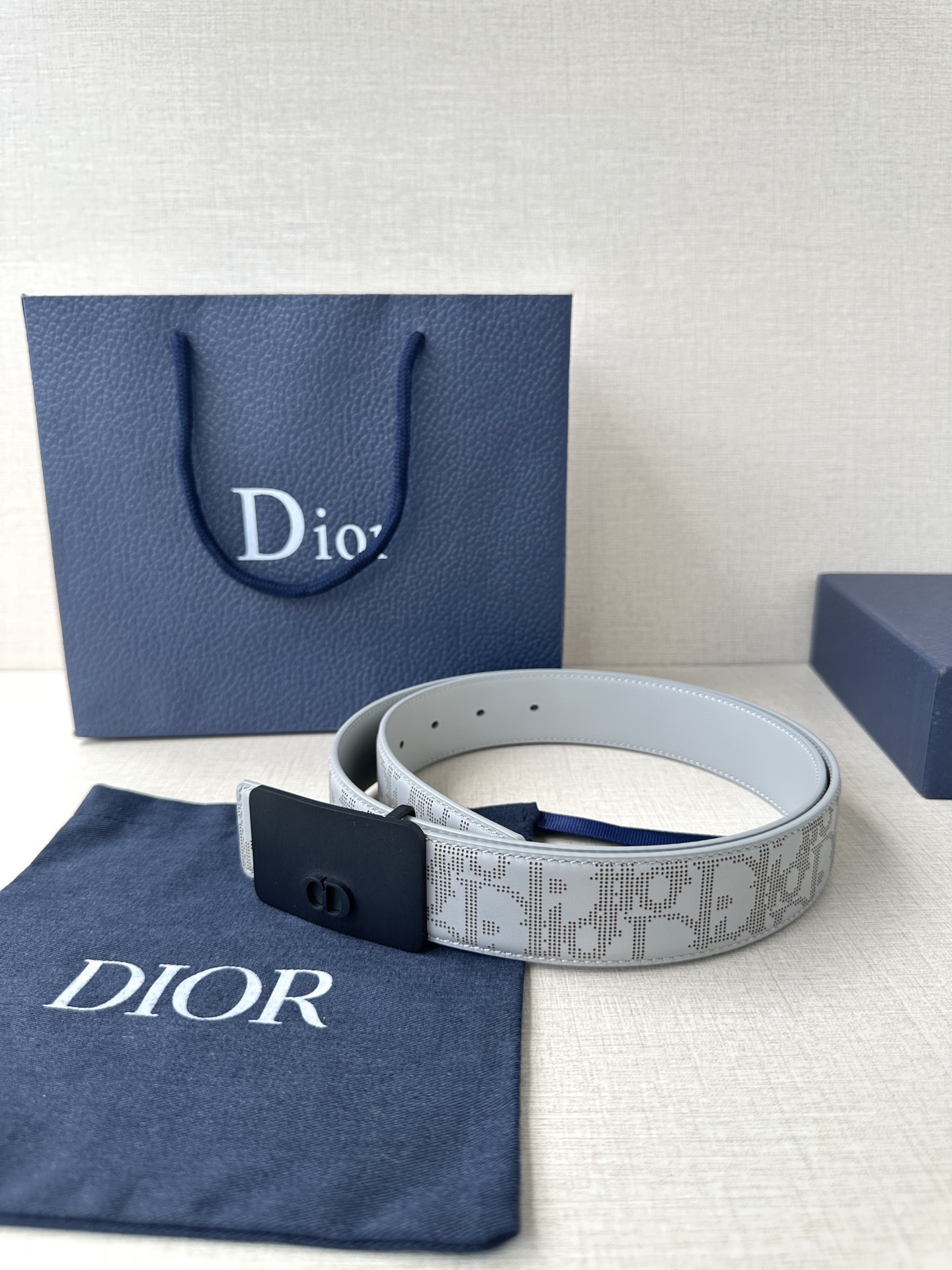 Dior square buckle leather belt 3.5CM wide