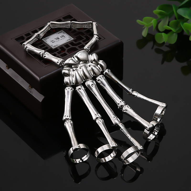 🖤💀Adjustable Punk Skull Hand Bone Ring Bracelet🖤Buy 3 Pcs Get 10% Off & Free Shipping