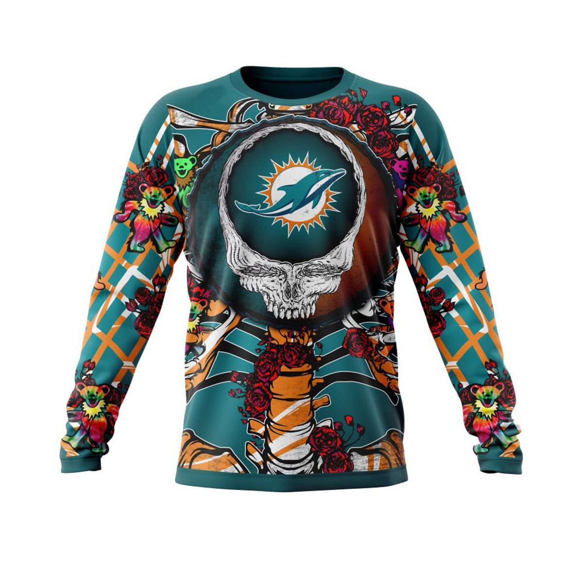 MIAMI DOLPHINS 3D HOODIE MIX GRATEFUL DEAD