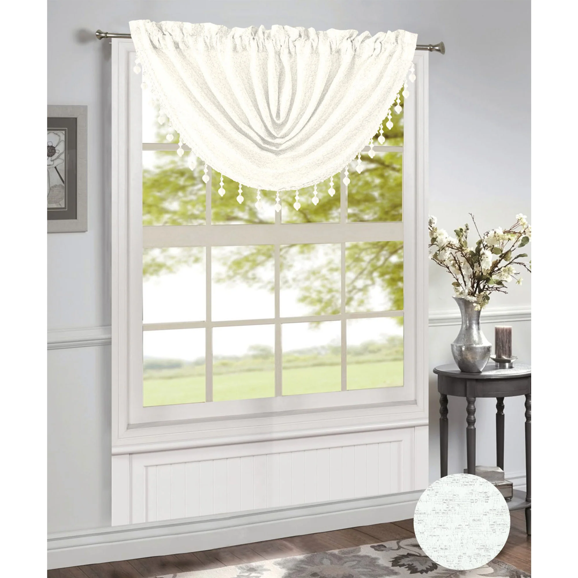 Norah Jacquard Rod Pocket Window Panel and Valance Treatments, All Sold Separately