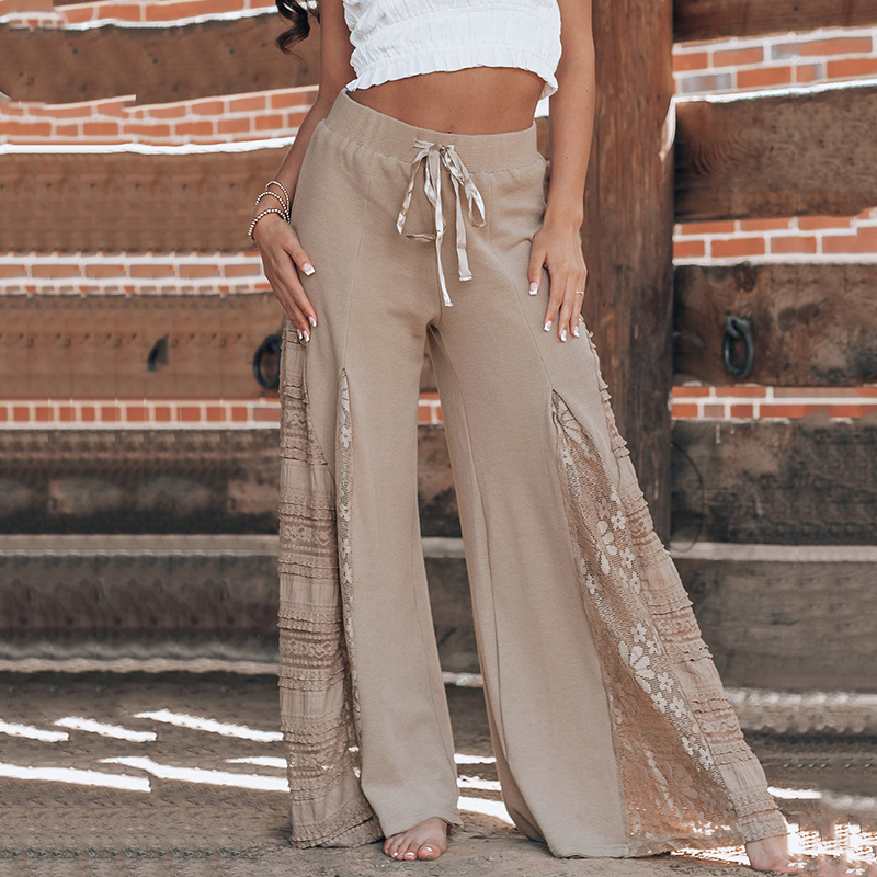 Bohemian Style Lace Wide-leg Casual Pants