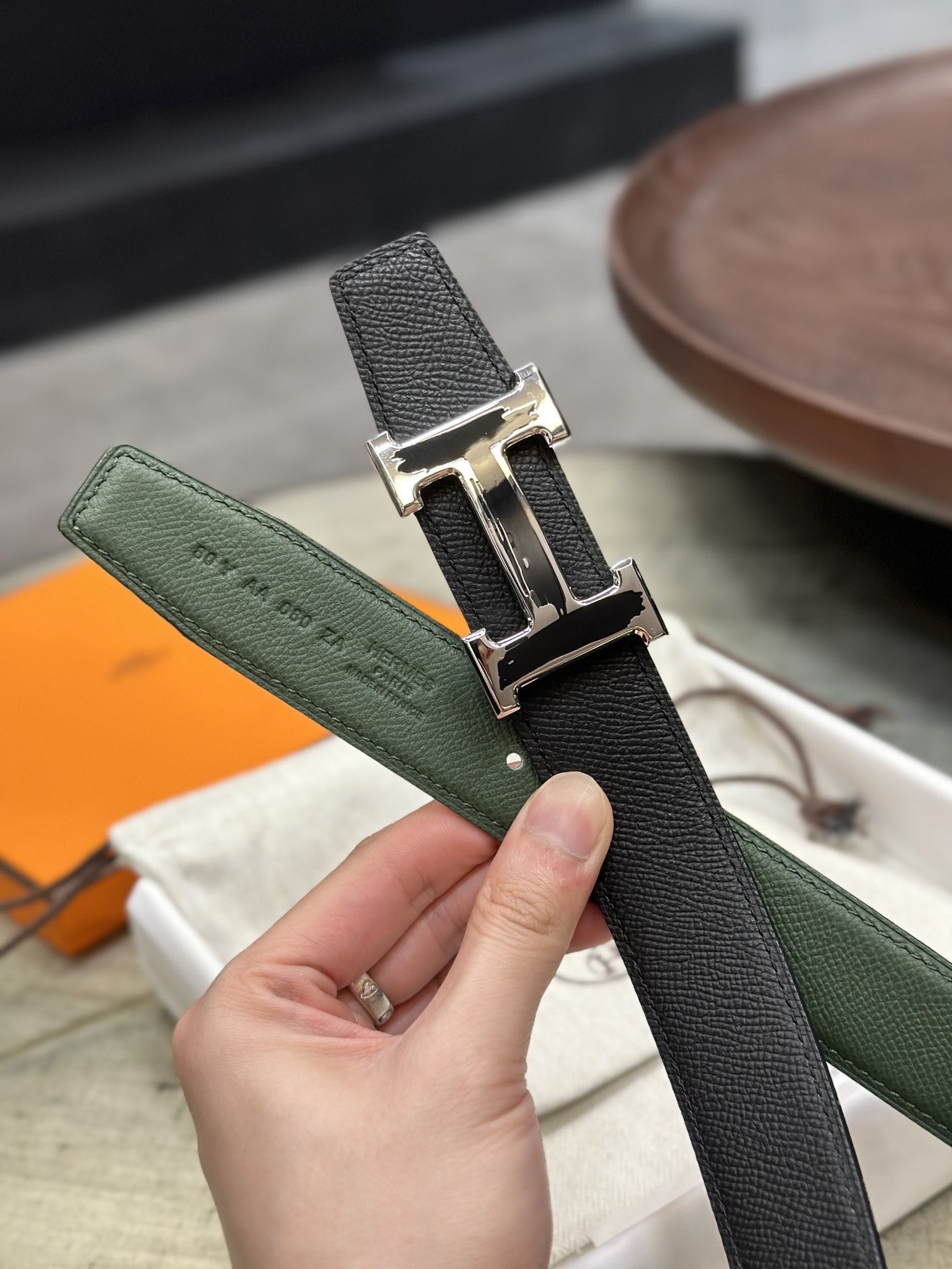 Hermès epsom double-faced calfskin belt 3.2CM wide
