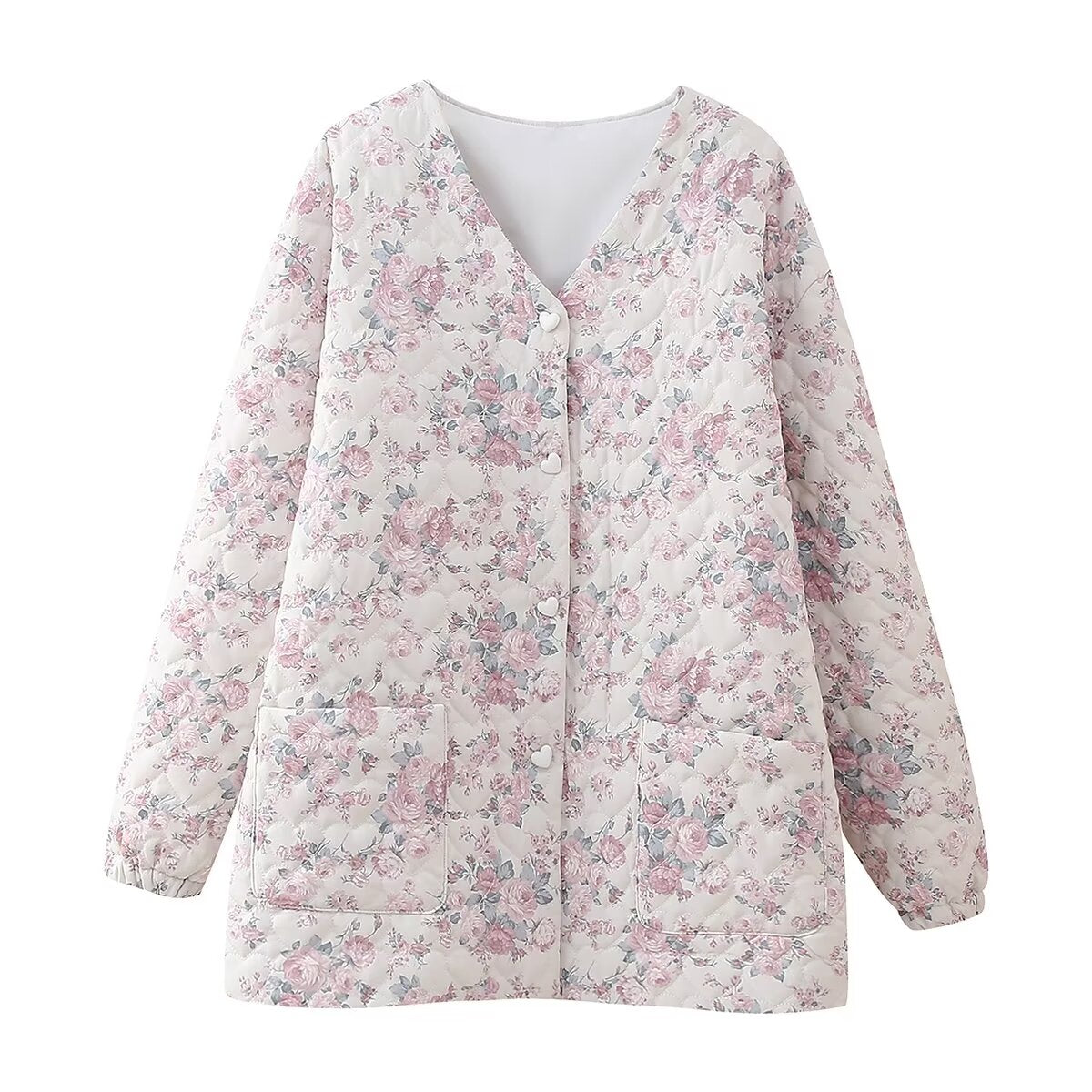 Spring Women Clothing Cream Floral Love Chic Cotton Clothing Cotton Coat