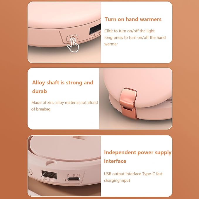 Rechargeable Hand Warmers with Cosmetic Mirror✅（Multifunctional 3 in 1）