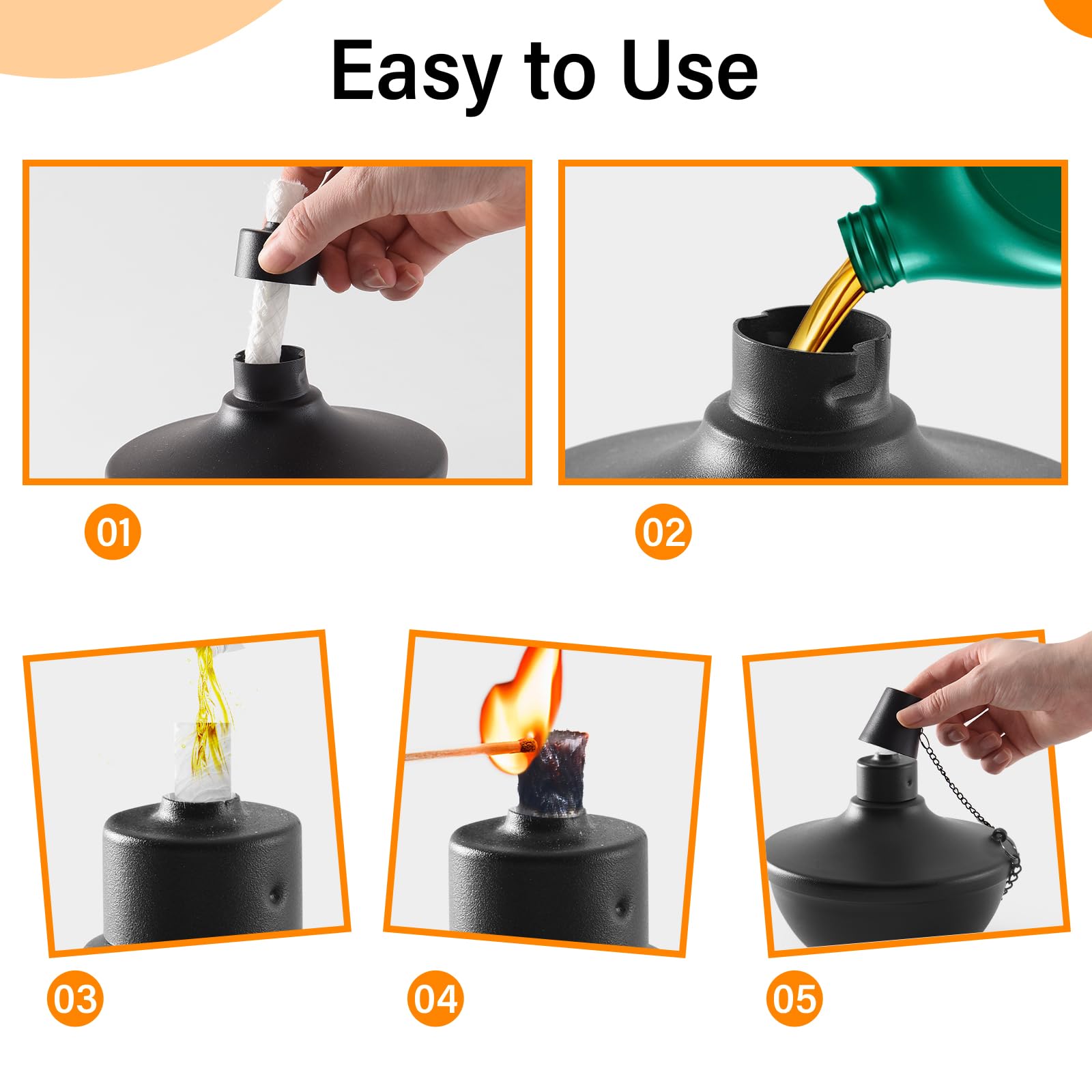 🔥Last Day 49% OFF🔥Metal Table Top Torches, 22oz Citronella Torches