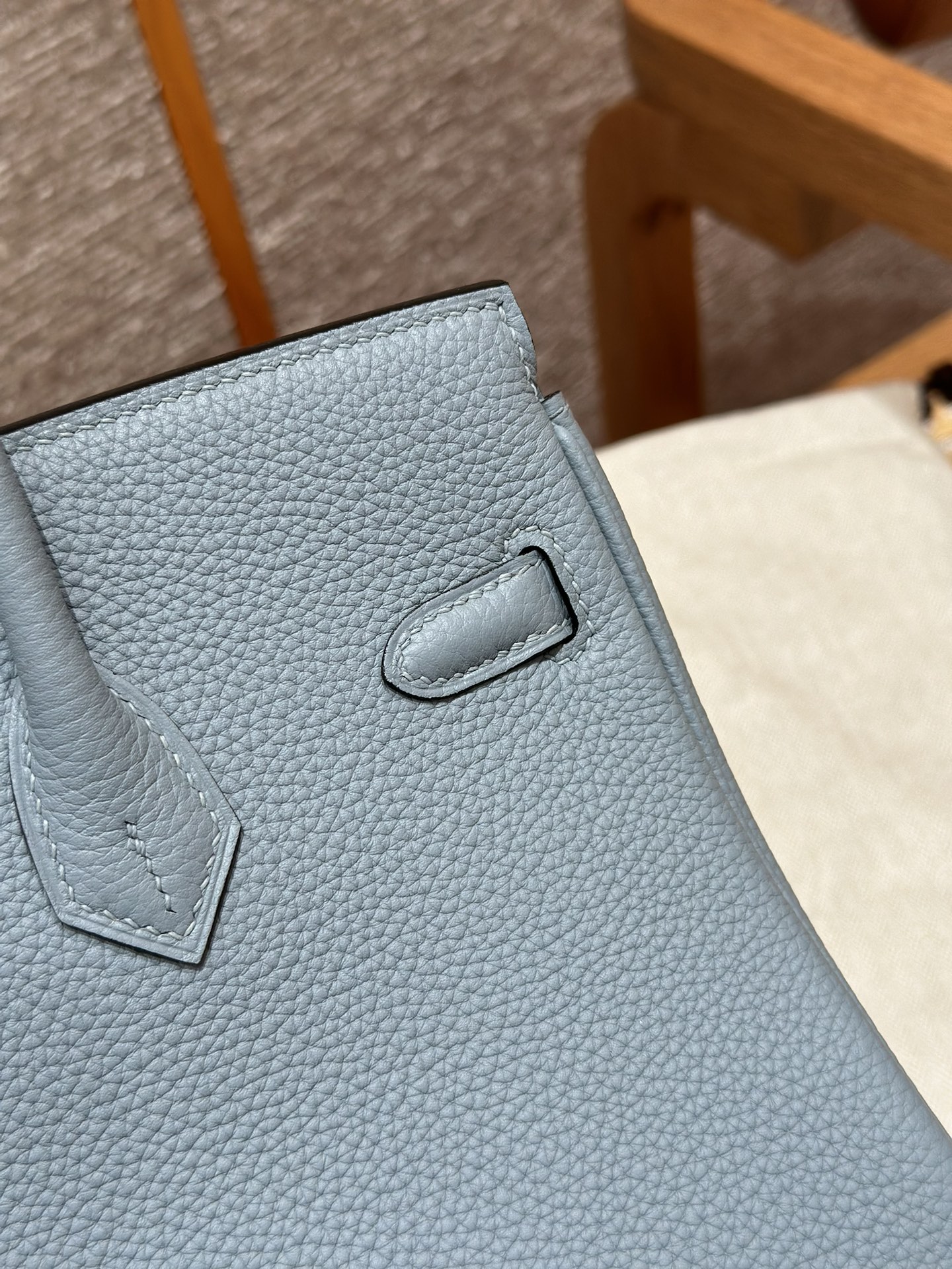 Hermes Birkin 6J7Blue lin handbag (handmade to order)