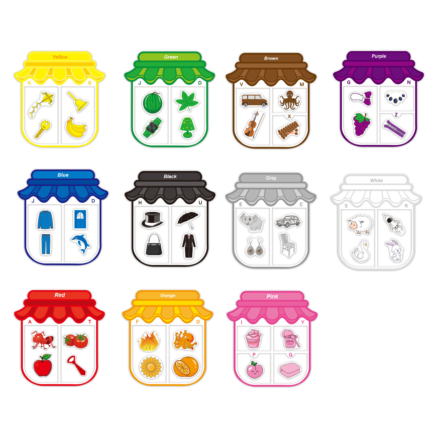 11 Pieces Color Recognition Magnetic Sorting Set