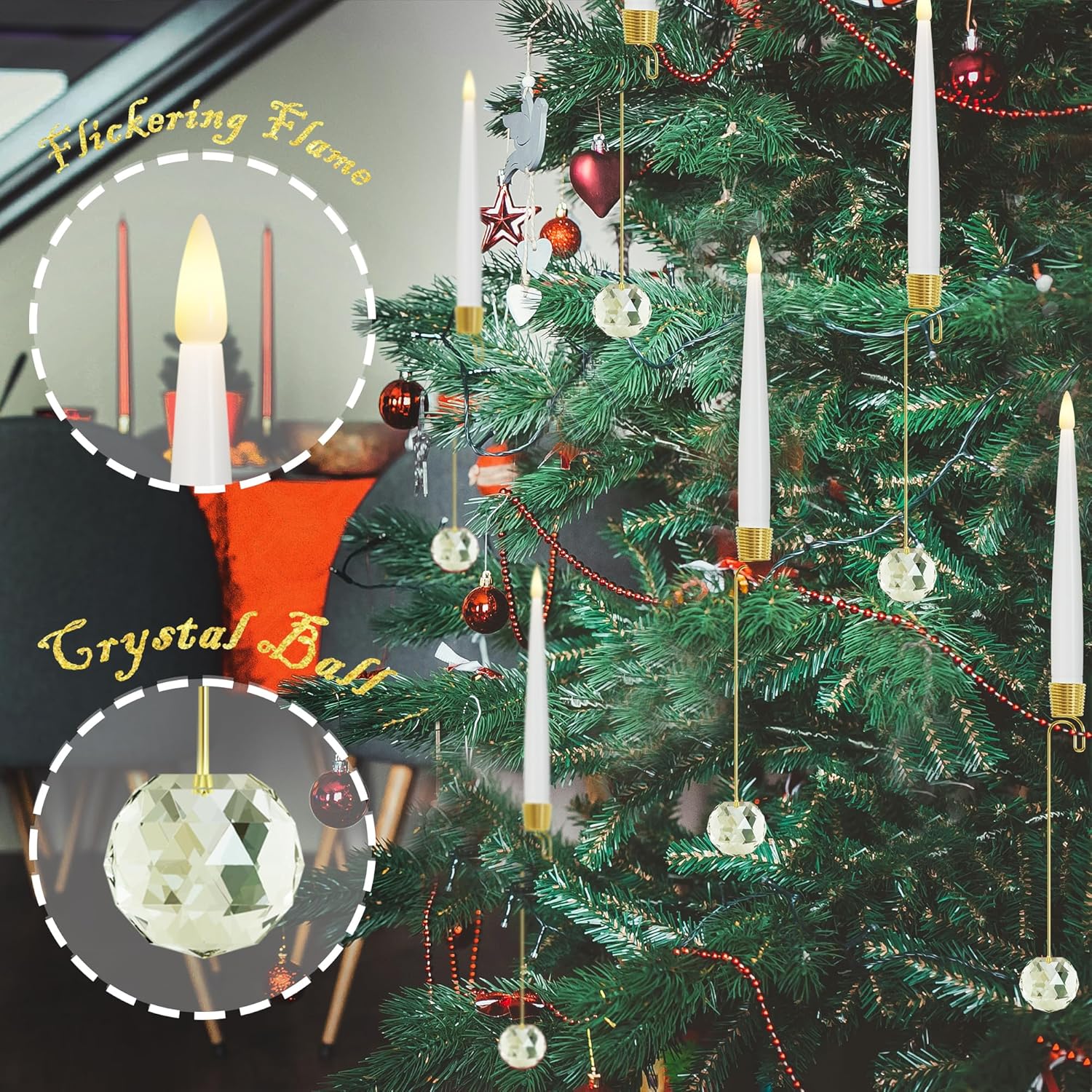 🎄CHRISTMAS ON SALE🔥Christmas Tree Candles with Hooks & Remote - 8 Pack