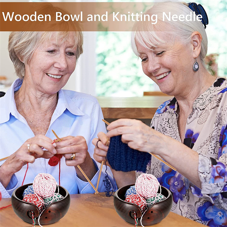 🔥Mother's Day Sale-[SAVE 50% OFF]-- Handmade Wooden Yarn Bowl Crocheting Bowl