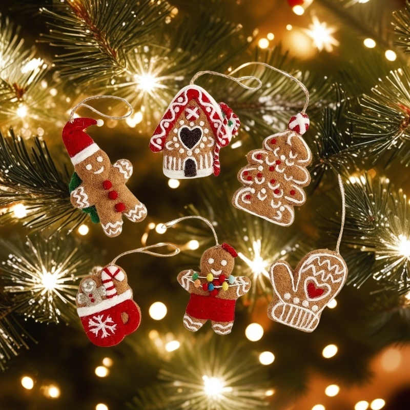 🎄Christmas Hot Sale 60% OFF🎄Gingerbread Felt Ornaments - Set of 6
