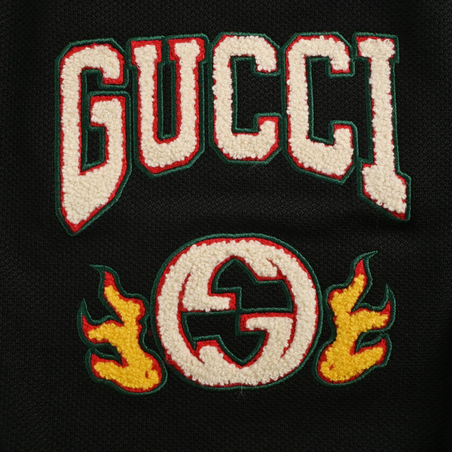 Gucci flame logo towel embroidered lettering shorts