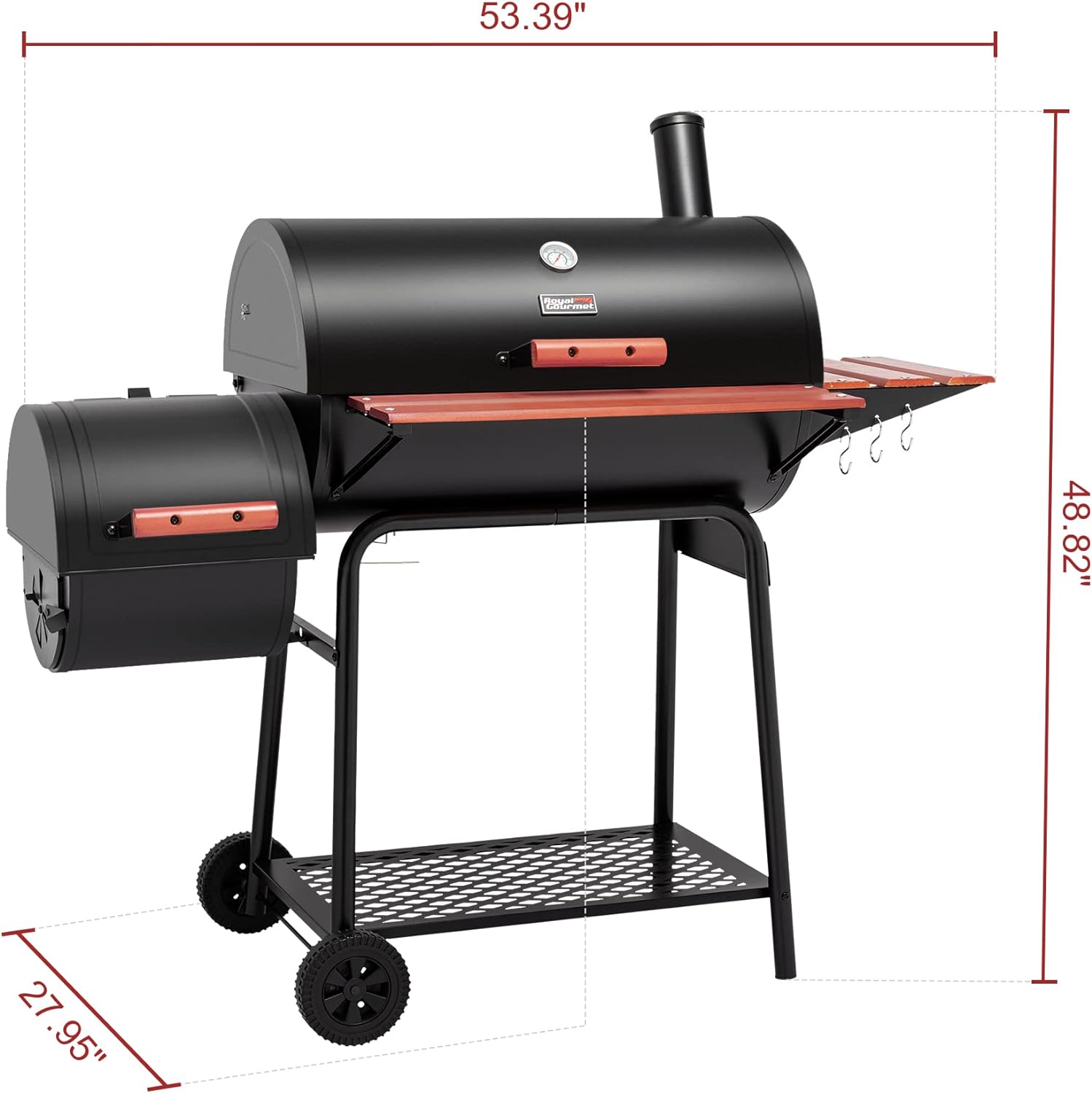 Royal Gourmet 30 Barrel Charcoal Grill with Side Table 627 Square Inches