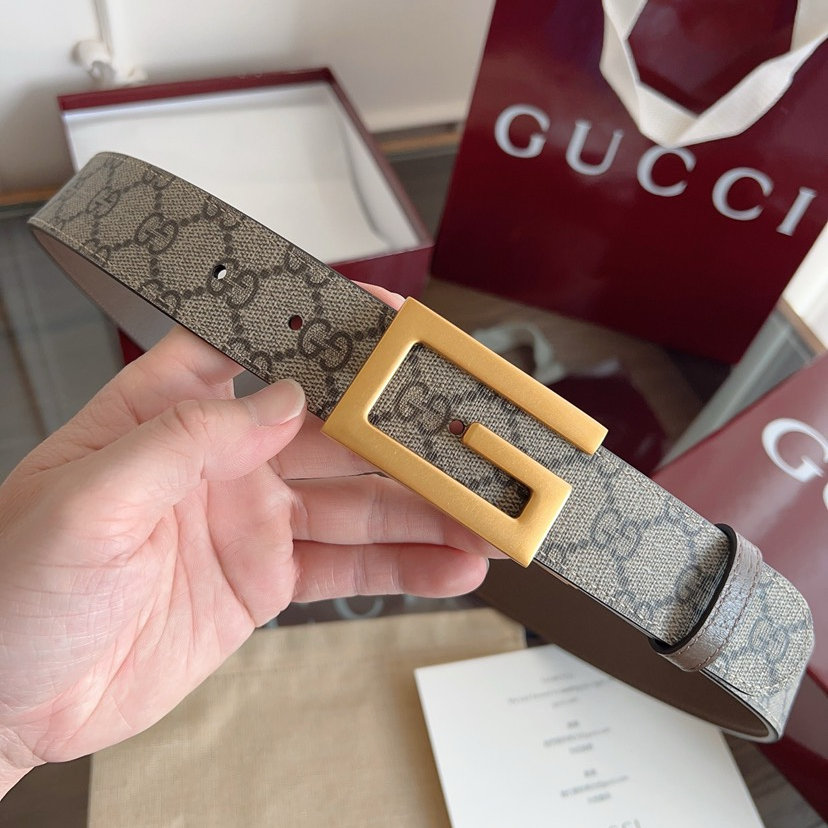 Gucci GG swivel buckle leather belt 3.5cm wide