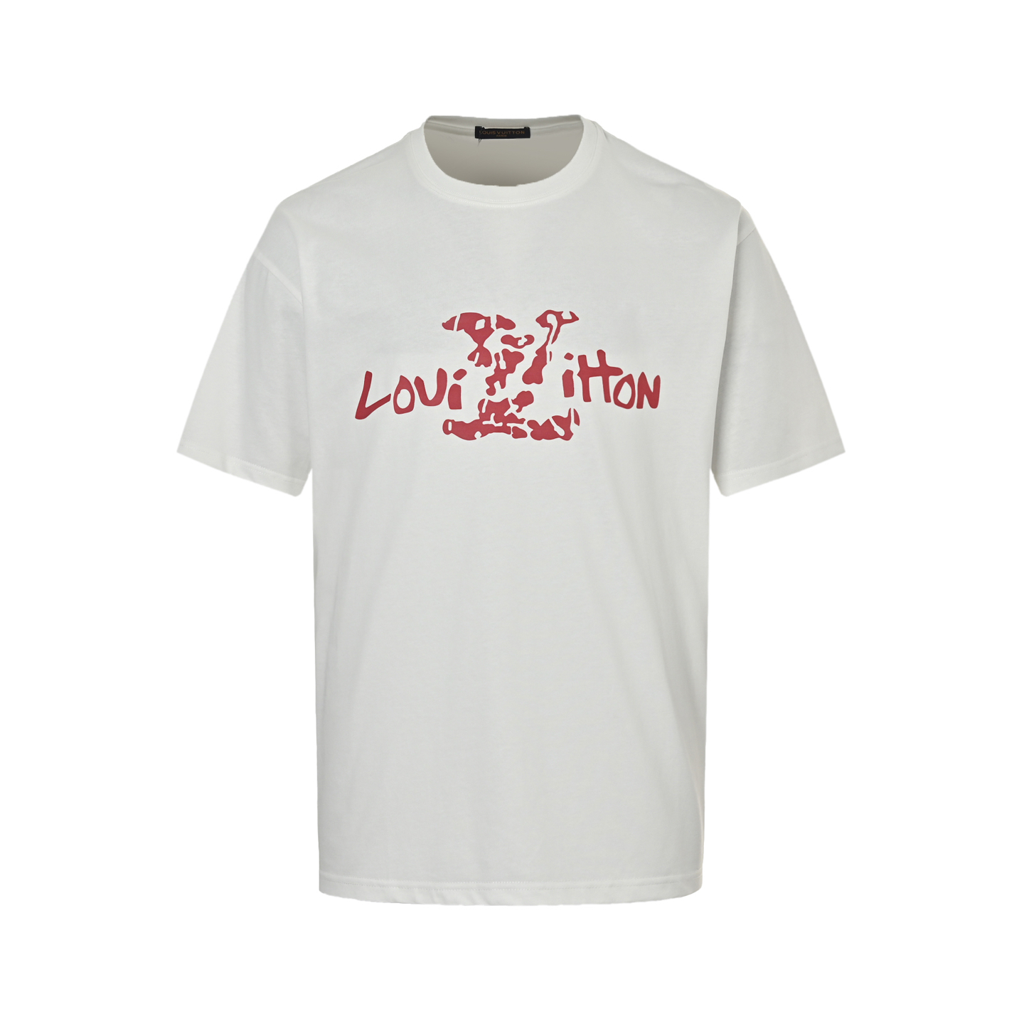 Louis Vuitton 25ss distressed letter print short sleeve