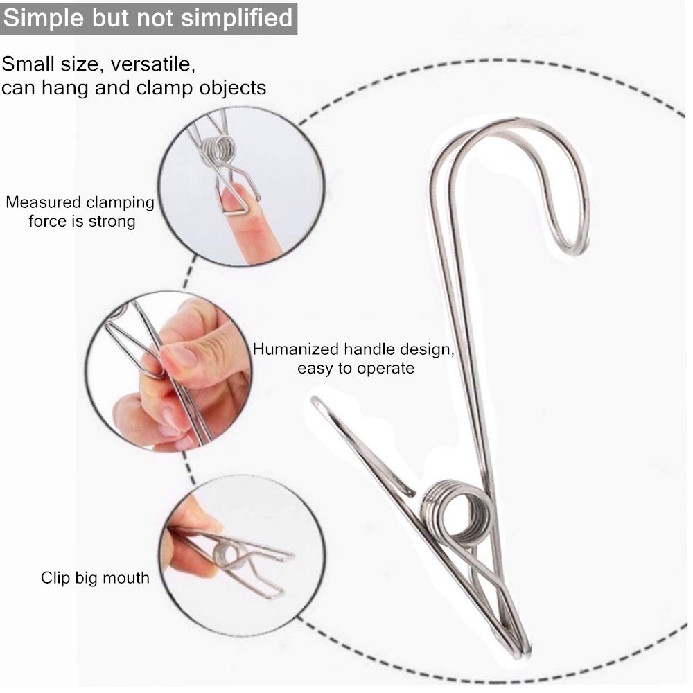 💥50% OFF--Last Day Sale--(SET OF 5PCS)Stainless Steel Metal Long Tail Clip With Hooks