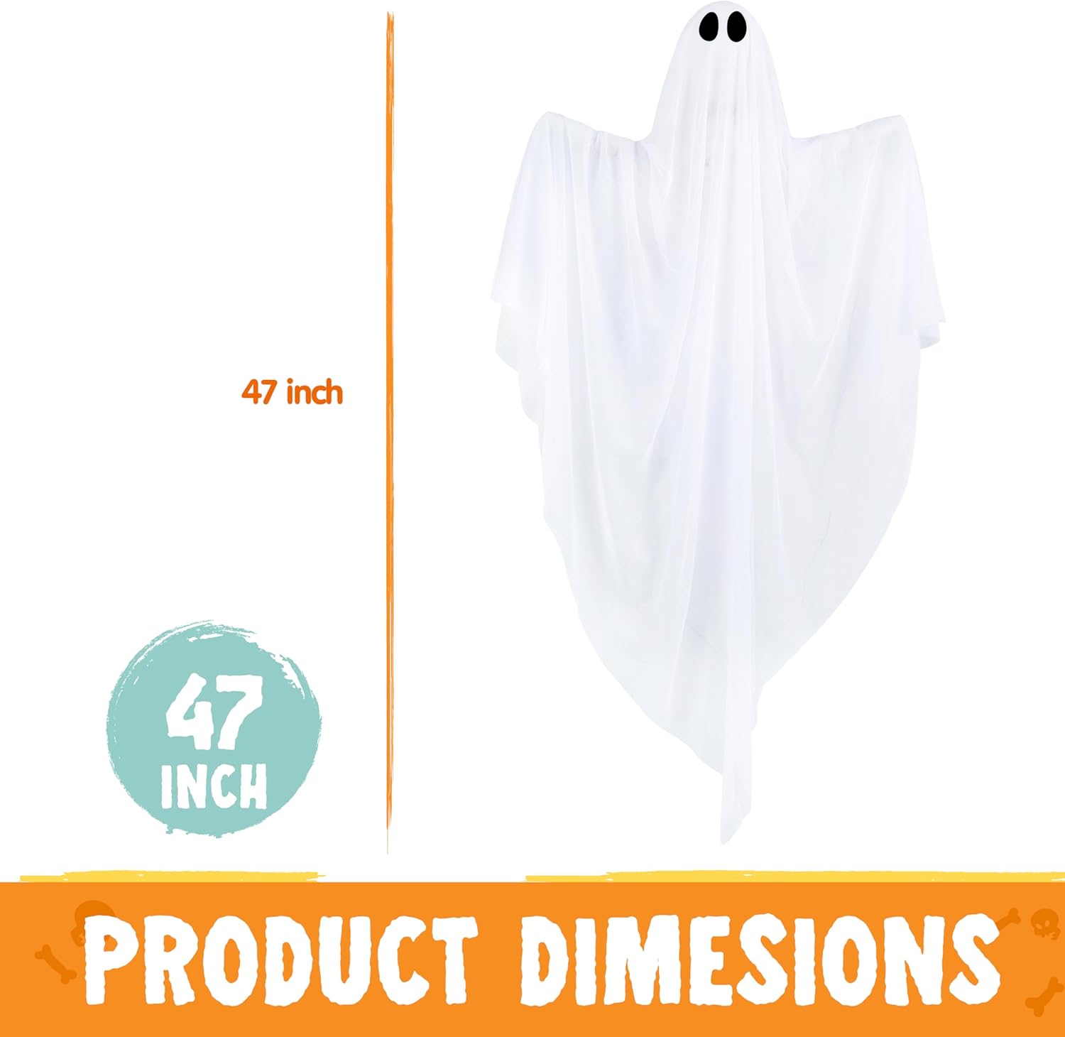 👻👻47” Halloween Light up Hanging Ghost Decoration Outdoor with  LED Light