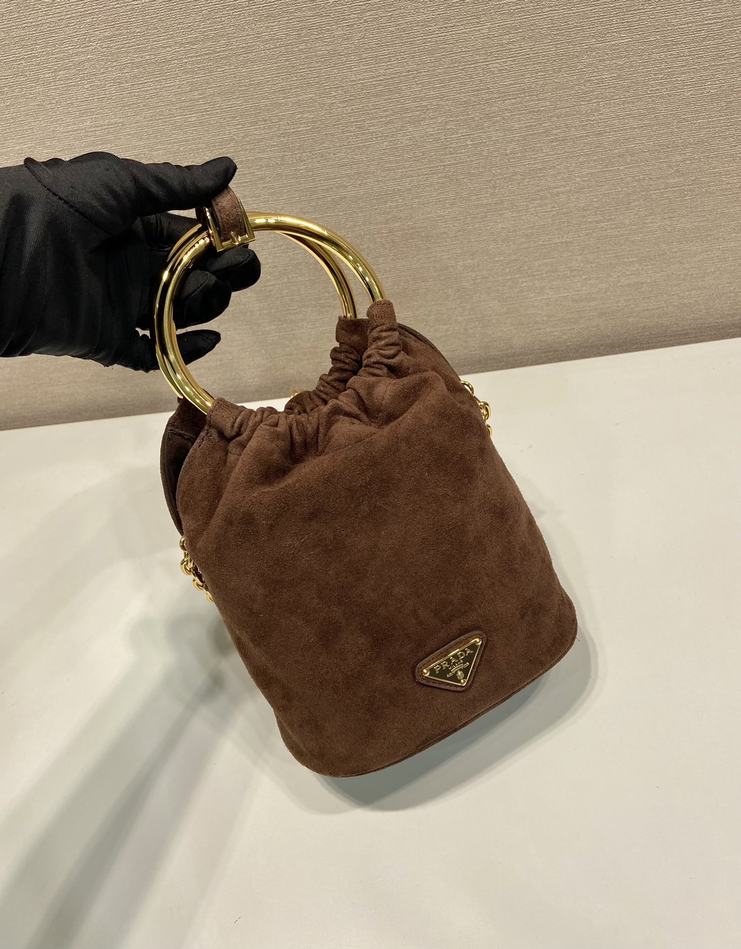 Prada Suede Bucket Bag 1BC227
