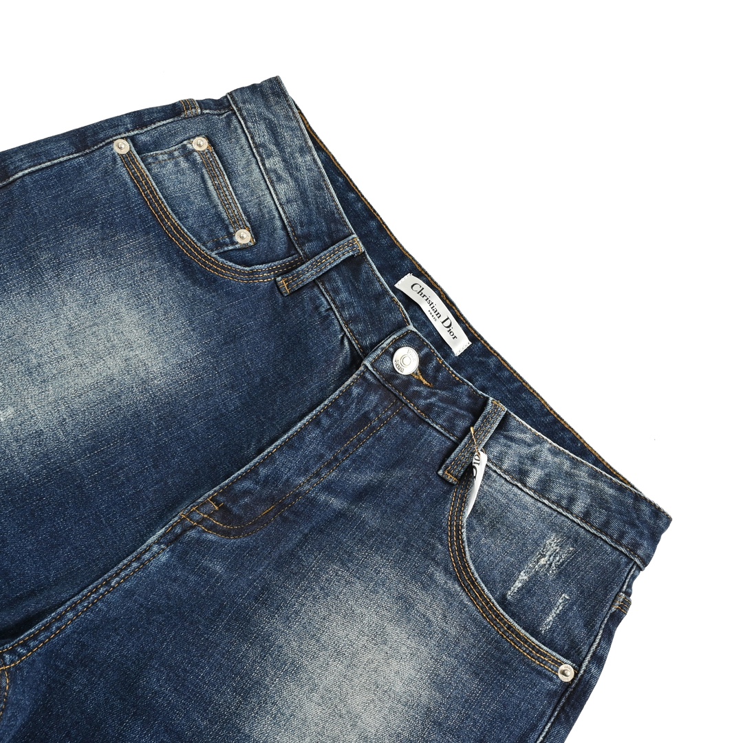 Dior pocket square silver logo embroidered jeans